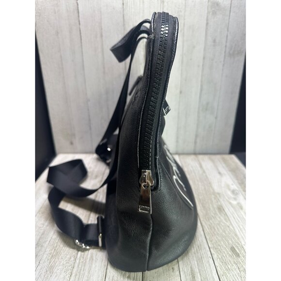 Calvin Klein Backpack Faux Leather Black Zipper Luxury Bag Excellent 13" Tall - Picture 2 of 11